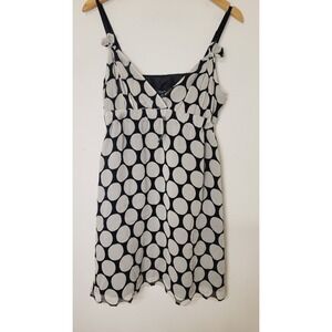 Vintage Y2K Express 100% Silk Babydoll Slip Dress M Polka Dot Retro Chiffon‎ NWT